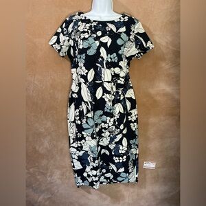 Enfocus Studio Black‎ and White Floral Midi Dress